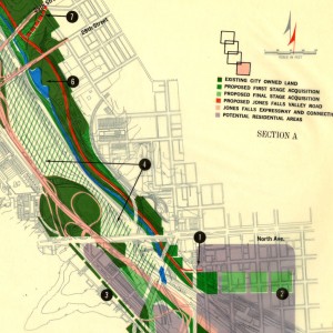 Map from the 1961 Jones Falls Valley Plan. Courtesy JScholarship.